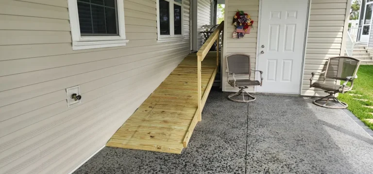 Mobility ramp along a manufactured home